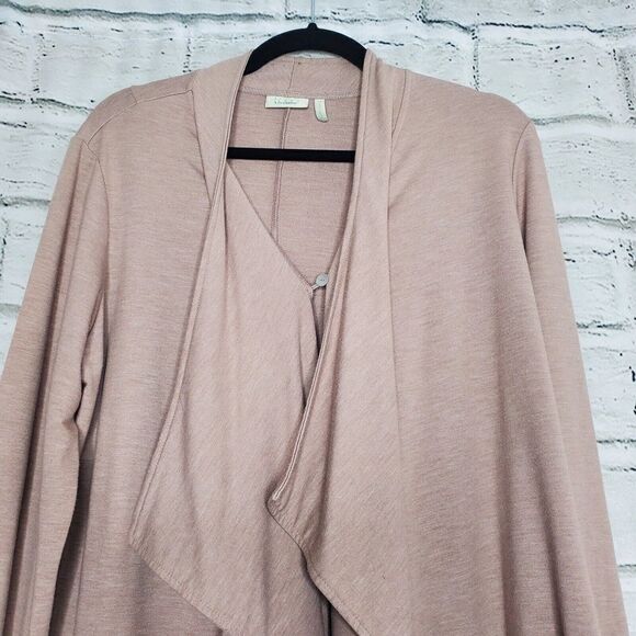 LOGO Lounge Lori Goldstein French Terry Peplum Cardigan Womens M Pink a281027 - Picture 2 of 8